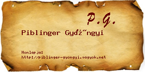 Piblinger Gyöngyi névjegykártya